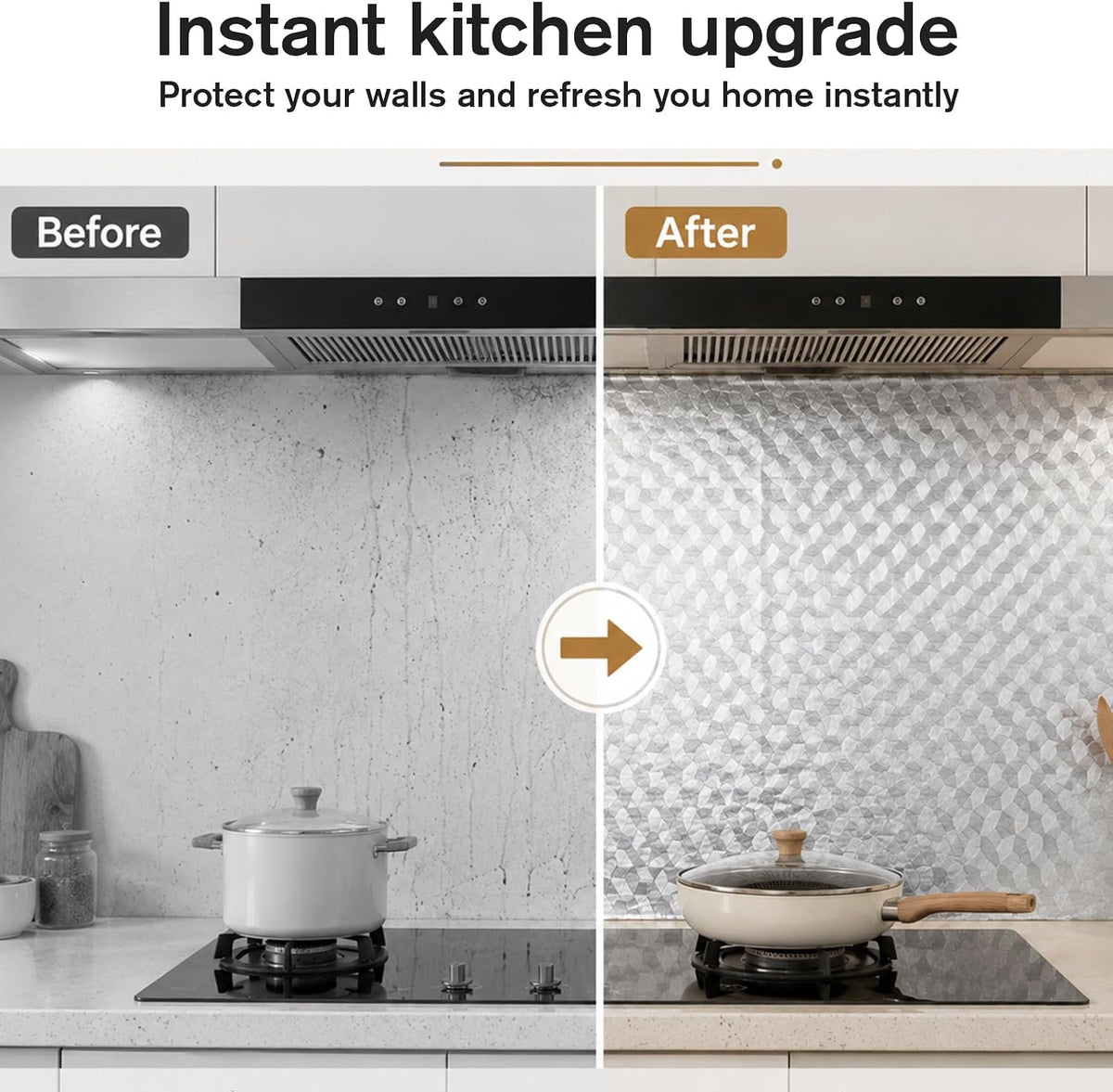 Adhesive Aluminum Foil Kitchen Wall Sticker Backsplash Oil Proof Silver