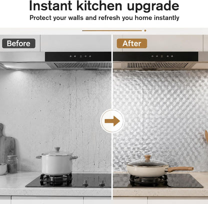 Adhesive Aluminum Foil Kitchen Wall Sticker Backsplash Oil Proof Silver