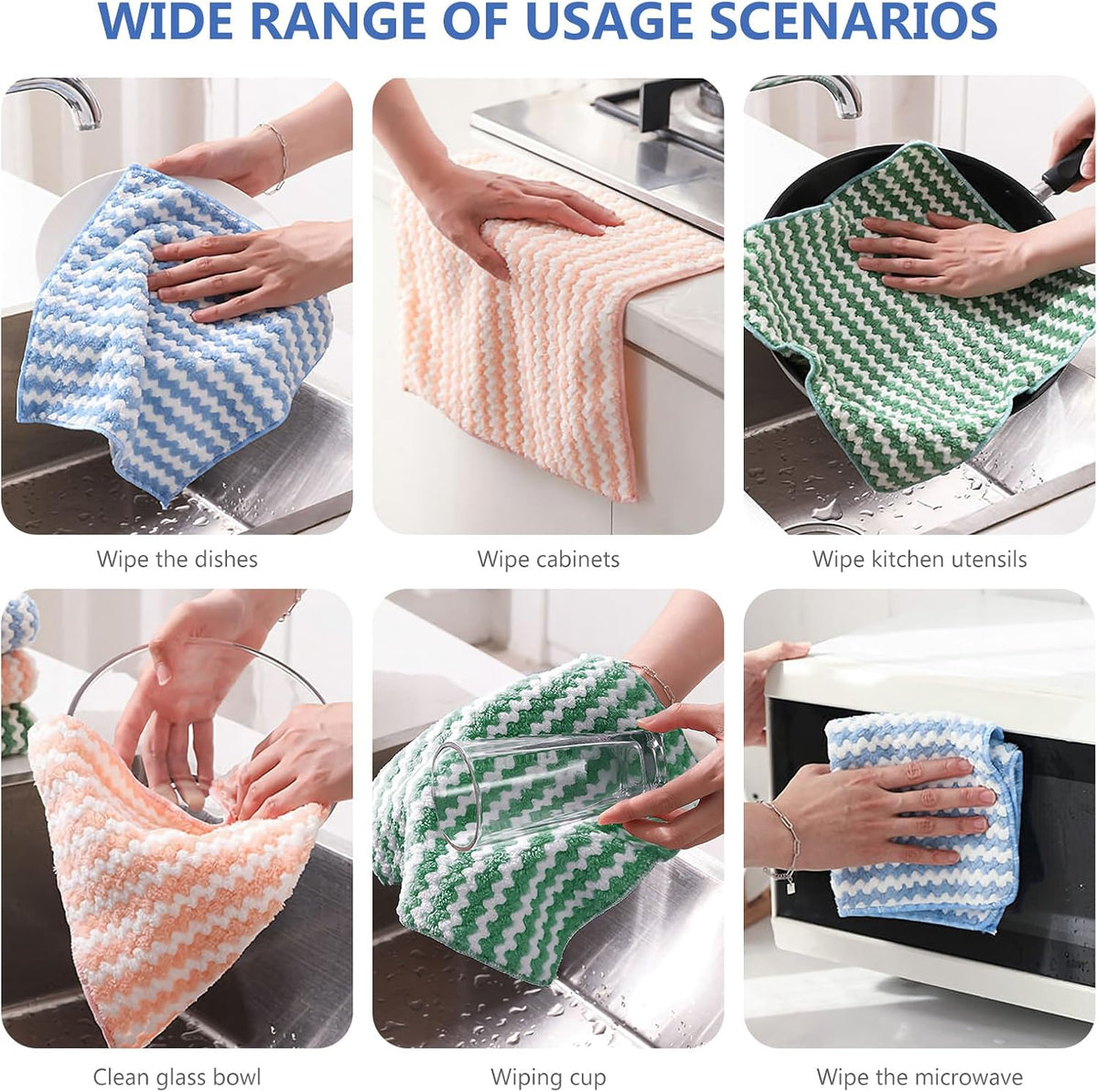 Microfiber dish cloth multi-purpose washing reusable bathroom/car/glass towel