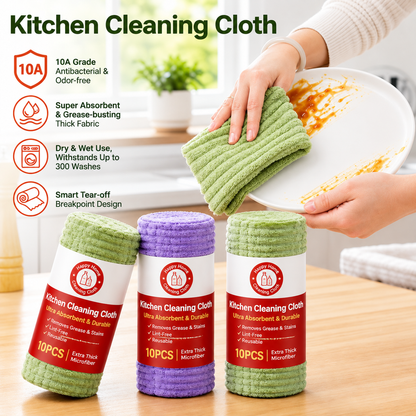 Kitchen cleaning lazy rag throwing hands tearing wet and dry dishcloth absorbing water.